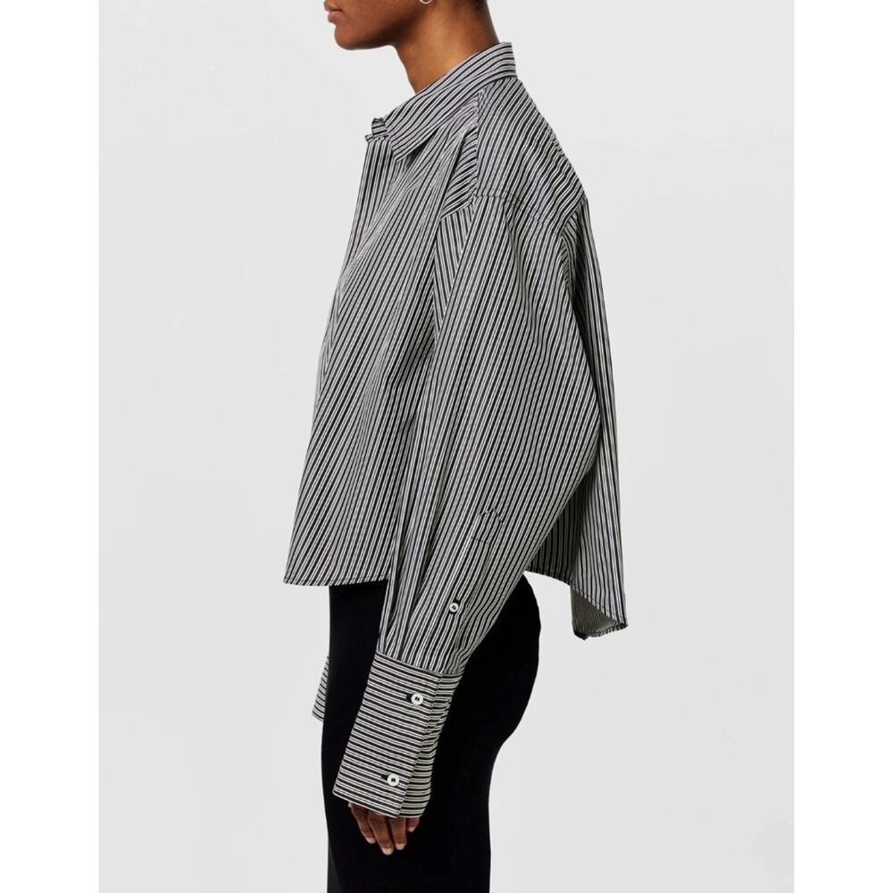 AMI PARIS Striped Oversized Boxy Cotton Poplin Shirt Top XS Farfetch NWT $766